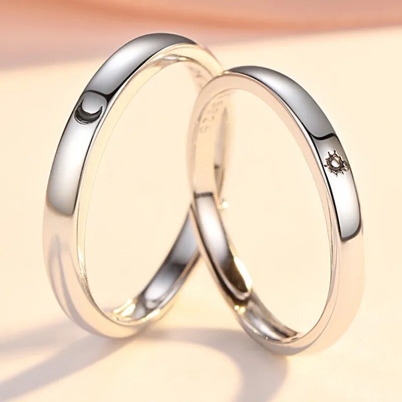 sun and moon matching couple rings
