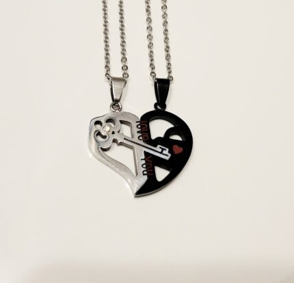 key and heart matching couple necklaces