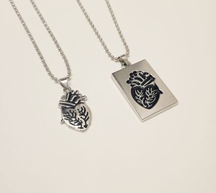 anatomical heart couple necklaces