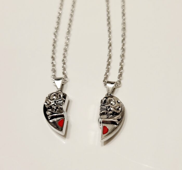 magnetic skull and crossbones necklaces