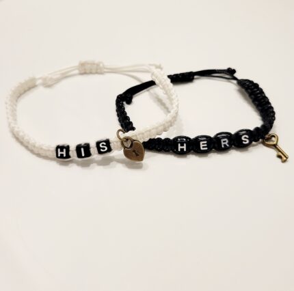 Black and white his and hers bracelets