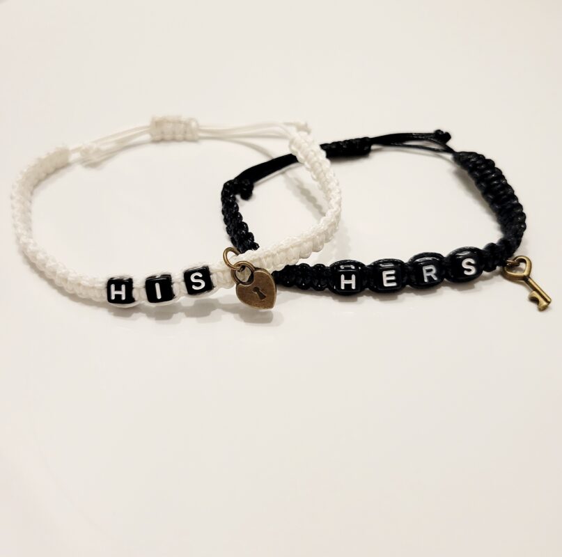 matching bracelets for couples black and white his and hers cute