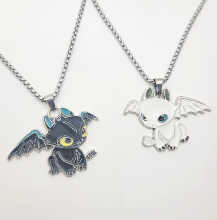 Lightfury toothless matching necklaces for couples how to train your dragon