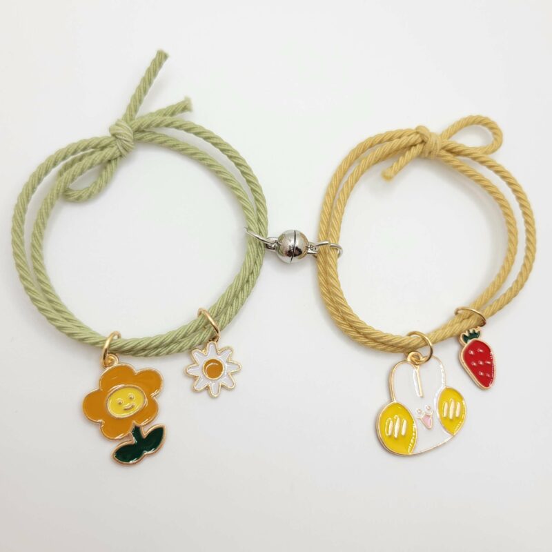 cute matching bracelets for couples bunny rabbit flower